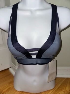 lululemon athletica Gray Sports Bra with Black Strappy Detail size 4